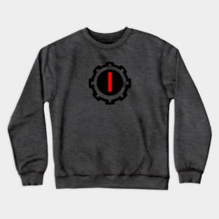 Red Letter I in a Black Industrial Cog Crewneck Sweatshirt